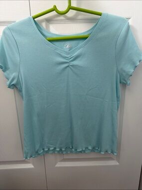 Justice Light Blue Short Sleeve Ribbed Tee